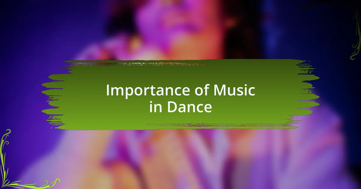 Importance of Music in Dance