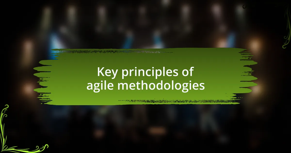 Key principles of agile methodologies