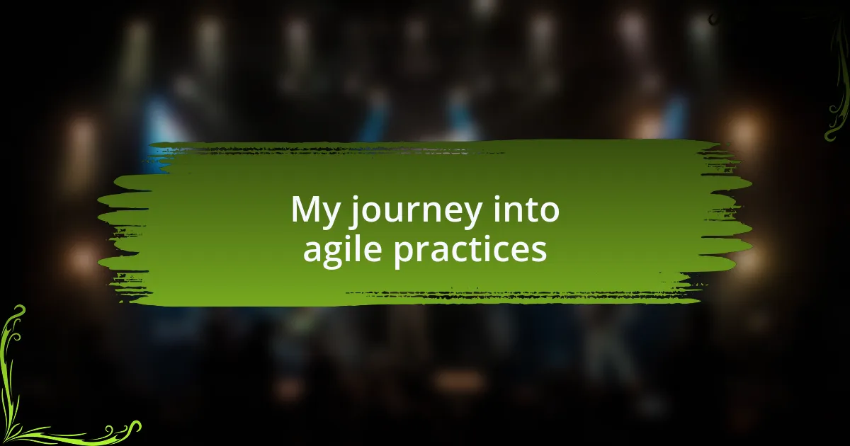 My journey into agile practices