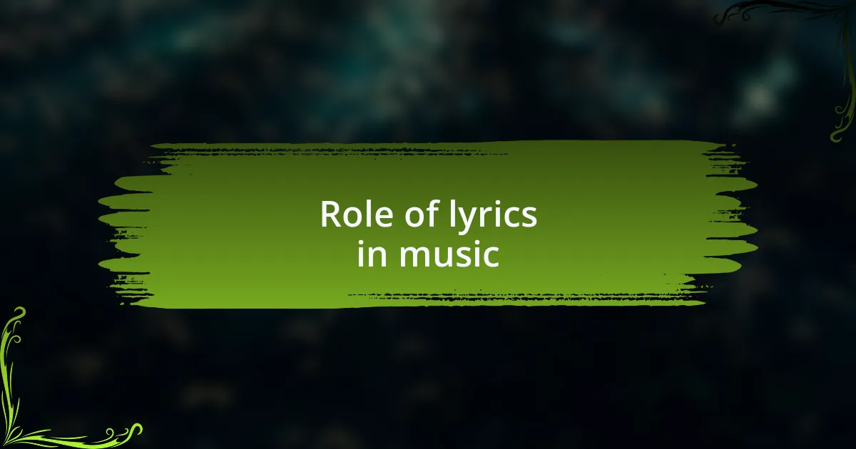 Role of lyrics in music