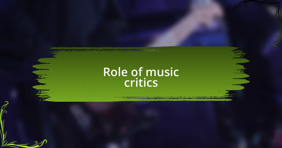 Role of music critics
