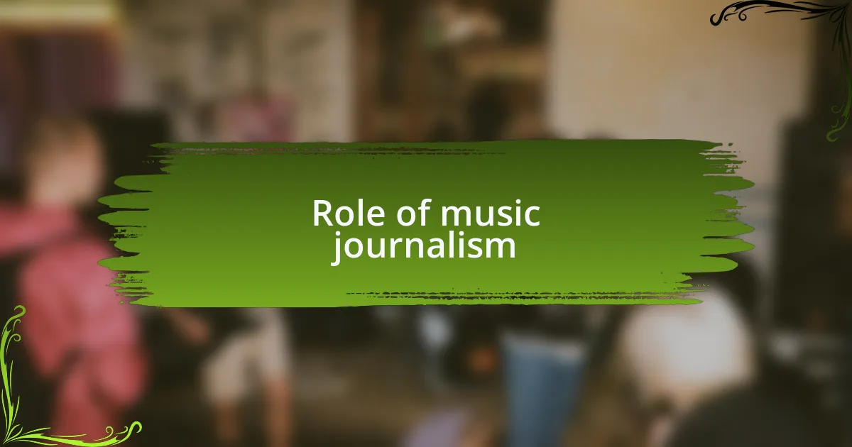 Role of music journalism